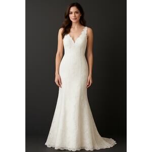 Wedding Dress white lace flower Women's size 10 New mermaid slight train Merry's